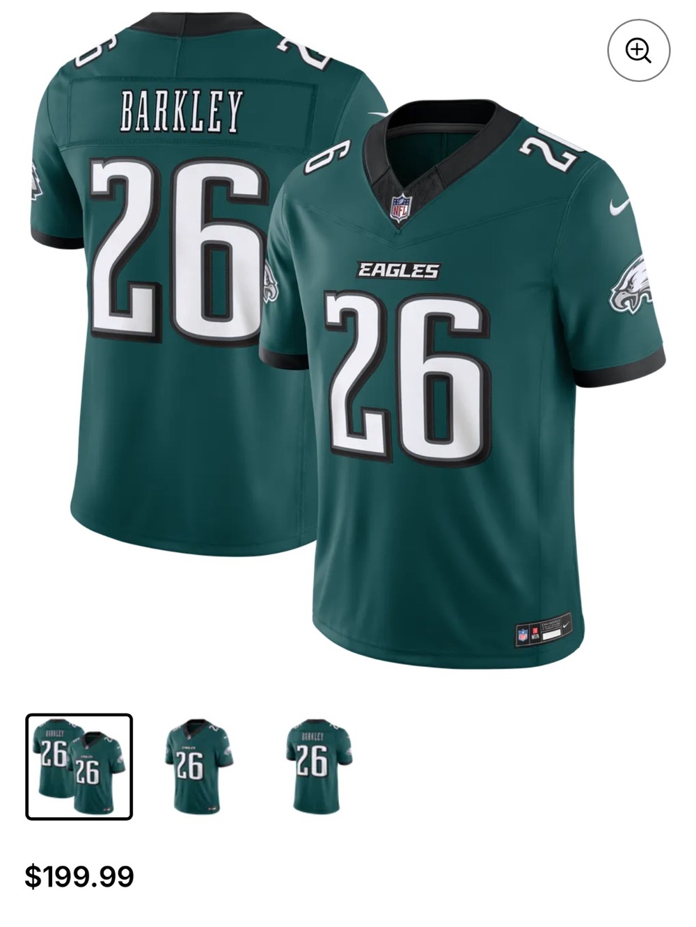 NFL Philadelphia Eagles Barkley #26 Jersey - Midnight Green/White/Black